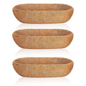 3Pcs 24in/30in/36in Trough Coco Liners For Planters Coconut Coir Planter for Window Box Hanging Trough Basket Half Moon Planter Liner Replacement For