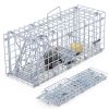 2Pcs Foldable Rat Trap Cage Humane Live Rodent Trap Cage Galvanized Iron Mice Mouse Control Bait Catch with Detachable L Shaped Rod For Kitchen Garden