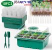 10Pcs Seed Starter Tray Kit Reusable Overall 120Cells Seeding Propagator Station Greenhouse Growing Germination Tray with Humidity Dome Label 2Pcs Gar
