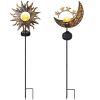 Solar Powered Sun Stake Lamp IP54 Waterproof Decorative Lamp Crackle Glass Globe Stake Lights For Garden Lawn Yard Driveway
