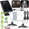 Solar Shed Lights Dual Lighting Heads Dimmable Timing Auto Sensor Turn Off Hanging Lamp IP65 Waterproof Remote Control Pendant Light For Garden Patio