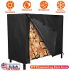 4FT Firewood Log Rack Cover Rectangular Wood Rack Cover 420D Oxford Fabric Waterproof Windproof UV Resistant Tear-resistant 48x24x42in Black