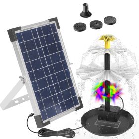 3-Tier Solar Bird Bath Fountain Solar Powered Water Pump Waterfall Feature with Colorful Light 3 Nozzles 6W Solar Panel for Bird Bath Patio Yard Pond