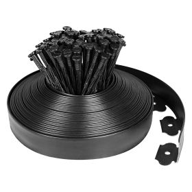 32.8FT Non-Digging Plastic Garden Edging Kit Plastic Garden Border with 30 Spikes 2In Tall Border Edging for Garden Lawn Yard Flower Beds