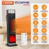 1500W Oscillating Ceramic Tower Space Heater with 3D Flame Portable Electric Heater with 3 Wind Modes 59-104℉Heating Remote Control 12H Timer Overheat