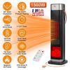 1500W Oscillating Ceramic Tower Space Heater with 3D Flame Portable Electric Heater with 3 Wind Modes 59-104℉Heating Remote Control 12H Timer Overheat