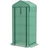 Outsunny Mini Greenhouse with Screen Roof, 4 Tier Portable Small Greenhouse with High Strength PE Cover, Green