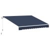 Outsunny 10' x 8' Manual Retractable Awning Sun Shade Shelter for Patio Deck Yard with UV Protection and Easy Crank Opening, Blue