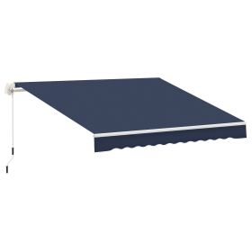 Outsunny 10' x 8' Manual Retractable Awning Sun Shade Shelter for Patio Deck Yard with UV Protection and Easy Crank Opening, Blue