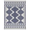 Reversible Outdoor Rug, Waterproof Plastic Straw with Carry Bag, 9' x 12', Blue & White Rhombus Border