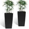 Square Planter for Indoor or Outdoor Use, 22-Inch High Faux Rattan Design Flower Pot with Automatic Watering System for Porch, Patio, Backyard