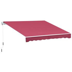 Outsunny Retractable Patio Awning 10x8 Ft UV-Resistant Cranking Sunshield for Deck & Yard in Claret
