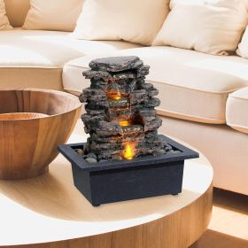 Tabletop Water Fountain, Home Décor Soothing Sound Machine with Automatic Pump, Deep Basin and Natural River Rocks.