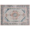 4x6 Area Rug, Vintage Machine Washable Rug, Non-Slip Floor Carpet for Living Room, Bedroom, Dining Room, Brown and Blue