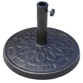 17" 26 lbs Round Resin Umbrella Base Stand Market Parasol Holder with Beautiful Decorative Pattern & Easy Setup, for Φ1.5", Φ1.89" Pole, for Lawn