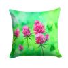 Vermont Red Clover in Watercolor Throw Pillow Machine Washable, Indoor Outdoor Decorative Pillow for Couch, Bed or Patio, 14Hx14W