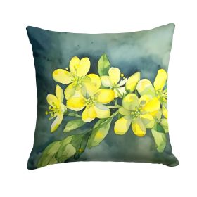South Carolina Yellow Jessamine in Watercolor Throw Pillow Machine Washable, Indoor Outdoor Decorative Pillow for Couch, Bed or Patio, 18Hx18W
