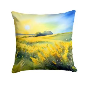 Nebraska Goldenrod in Watercolor Throw Pillow Machine Washable, Indoor Outdoor Decorative Pillow for Couch, Bed or Patio, 14Hx14W