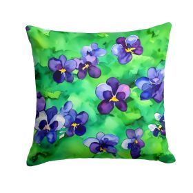 Wisconsin Wood Violets in Watercolor Throw Pillow Machine Washable, Indoor Outdoor Decorative Pillow for Couch, Bed or Patio, 14Hx14W