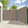 Retractable Side Awning 71x118 Inch Light Gray Privacy Screen Waterproof UV Resistant Polyester Easy to Install Rustproof Durable Frame Patio Garden B