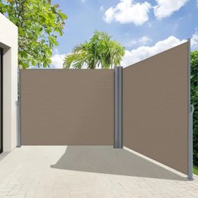 Retractable Side Awning 71x118 Inch Light Gray Privacy Screen Waterproof UV Resistant Polyester Easy to Install Rustproof Durable Frame Patio Garden B