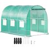 Greenhouse 10'x7'x7' Walk-in Tunnel - Heavy Duty & Portable, 1 Zipper Mesh Door, 6 Roll-up Windows, Thickened galvanised Steel, Green