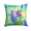 Texas Bluebonnets in Watercolor Throw Pillow Machine Washable, Indoor Outdoor Decorative Pillow for Couch, Bed or Patio, 14Hx14W
