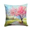 Michigan Apple Blossoms in Watercolor Throw Pillow Machine Washable, Indoor Outdoor Decorative Pillow for Couch, Bed or Patio, 14Hx14W