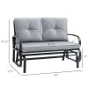2-Person Outdoor Glider Chair, Patio Double Rocking Loveseat with Steel Frame and Cushions for Backyard, Garden and Porch, Grey