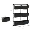Outsunny Wall Planter with 6 Pots, 3-Tier Design, Black, Ideal for Flowers and Vegetables, Enhances Garden Space