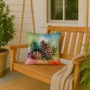 Maine White Pine Cone and Tassels in Watercolor Throw Pillow Machine Washable, Indoor Outdoor Decorative Pillow for Couch, Bed or Patio, 18Hx18W