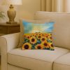 Kansas Sunflowers in Watercolor Throw Pillow Machine Washable, Indoor Outdoor Decorative Pillow for Couch, Bed or Patio, 18Hx18W