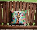 NEW Hippie Animal Giraffe Throw Pillow Machine Washable, Indoor Outdoor Decorative Pillow for Couch, Bed or Patio, 14Hx14W