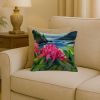 Washington Coast Rhododendrons in Watercolor Throw Pillow Machine Washable, Indoor Outdoor Decorative Pillow for Couch, Bed or Patio, 18Hx18W