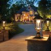 20"(H) Golden Solar Powered LED Outdoor Lantern, Vintage Garden Light with Elegant Glass Design for Pathways, Yards, and Patios (1-Pack)