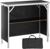 Portable Aluminum Folding Bar Table with Black Skirt Bag 39.4 x 15 x 34.6 Inch Single Layer 8mm Panel Rectangle Outdoor Serving Table 30kg Capacity Li