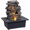 Tabletop Water Fountain, Home Décor Soothing Sound Machine with Automatic Pump, Deep Basin and Natural River Rocks.