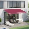 Outsunny Retractable Patio Awning 10x8 Ft UV-Resistant Cranking Sunshield for Deck & Yard in Claret
