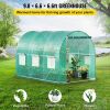 Greenhouse 10'x7'x7' Walk-in Tunnel - Heavy Duty & Portable, 1 Zipper Mesh Door, 6 Roll-up Windows, Thickened galvanised Steel, Green