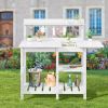 Weather Resistant Outdoor Potting Bench Table with Storage Shelf Wooden Garden Workstation with Open Shelves for Planting Gardening Backyard Patio Bal
