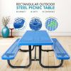 6 ft. Rectangular Outdoor Steel Picnic Table with umbrella pole in Blue
