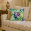 Texas Bluebonnets in Watercolor Throw Pillow Machine Washable, Indoor Outdoor Decorative Pillow for Couch, Bed or Patio, 14Hx14W