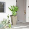 Outsunny Set of 3 28" Tall Plastic Planterswith Drainage Hole, Outdoor Flower Plant Pots, Indoor Planters for Porch Patio and Deck, Gray