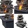 Tabletop Water Fountain, Home Décor Soothing Sound Machine with Automatic Pump, Deep Basin and Natural River Rocks.