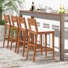Set of 2 Outdoor Wood Barstools with Soft Seat Cushion