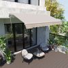 Outsunny 8' x 7' Patio Retractable Awning, Manual Exterior Sun Shade Deck Window Cover, Beige