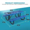 6 ft. Rectangular Outdoor Steel Picnic Table with umbrella pole in Blue
