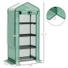 Outsunny Mini Greenhouse with Screen Roof, 4 Tier Portable Small Greenhouse with High Strength PE Cover, Green