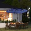 Outsunny Double-sided Patio Umbrella, 9.7' Outdoor Umbrella with Tilt and Crank, LED Solar Light and 12 Ribs, Navy Blue