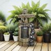 22.8" Water Fountain, 3-Tier Resin Bears on Log Outdoor Waterfall Fountain with LED Lights, Pump